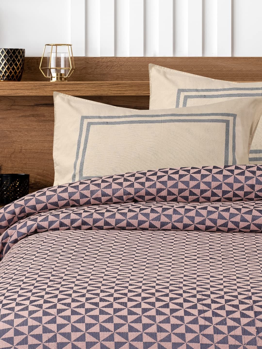 Saral Home Soft Cotton Firki Designer Breathable & Wrinkle Free Bedsheet for Double Bed- 1 Queen Size Bedsheet with 2 Pillow Covers (Blue,90"X100")
