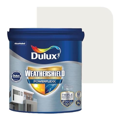 Dulux Weathershield Powerflexx Exterior Emulsion Paint (4L, BRILLIANT WHITE) | PU-Modified Acrylic Formula | Crack Resistant & Weatherproof | Algae & Fungus Guard | High Gloss Finish