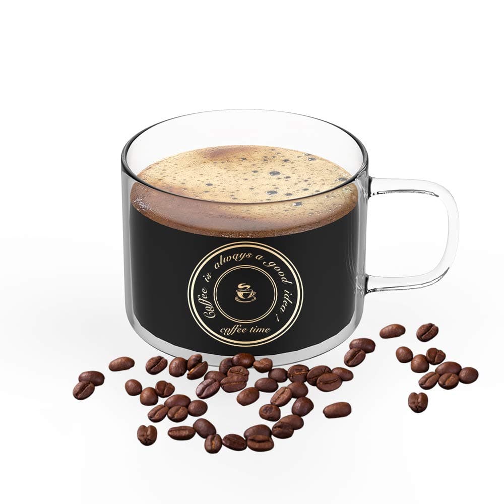 Glass Coffee Mugs or Tea Cup Heatresistant Large Wide Mouth Hot and cold Beverage Mugs17oz Crystal Coffee Mug Clear Espresso Cups with Handle Household Coffee Drink Cup the Best Choice for Gift