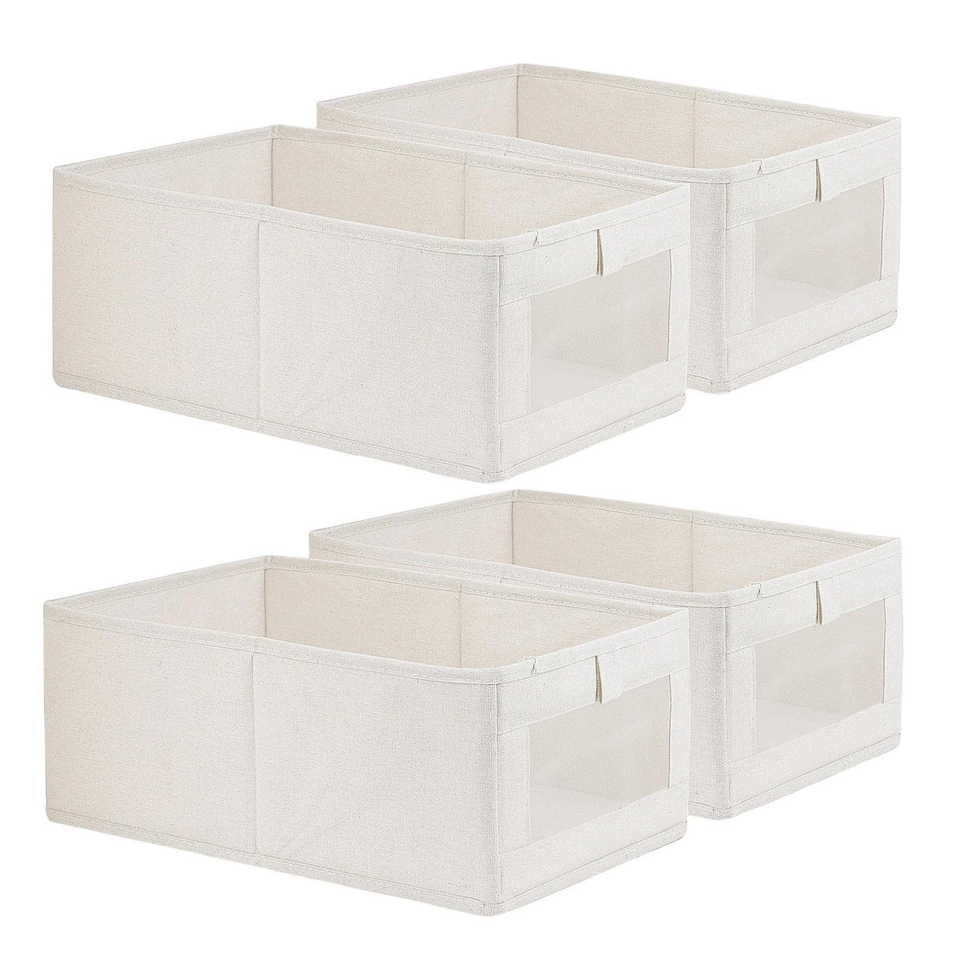 4 Pack Linen Storage Bins Storage Containers for Organizing Clothing Jeans Toys Books Shelves Closet Wardrobe Closet Organizers and Storage Large Storage Boxes Baskets with Window