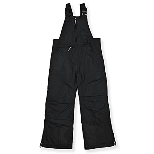 Arctic Quest Boys Girls Unisex Classic Ski & Snow Bib Overall Winter Snowsuit Water-Resistant Windproof Outdoor Rain Bib, Black, 18