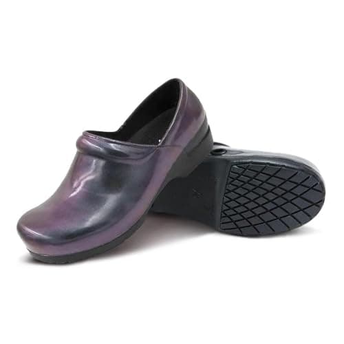 Anywear SR Angel Nursing Clogs for Women and Men - Lightweight, Water-Resistant Non-Slip Work Shoes with Exceptional EVA Cushioning, Ventilated Insoles - Iridescent Purple, 8 Women/6 Men