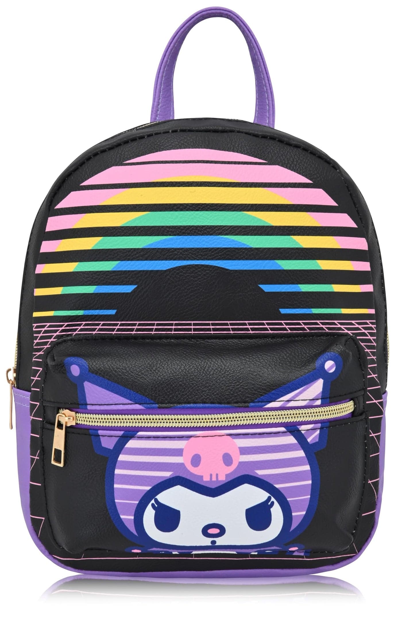Fast Forward Sanrio Hello Kitty and Friends Kuromi Backpack | 10" Mini PU Leather Backpack Purse for Women, Men, Unisex | Cute Shoulder Bag and Accessories