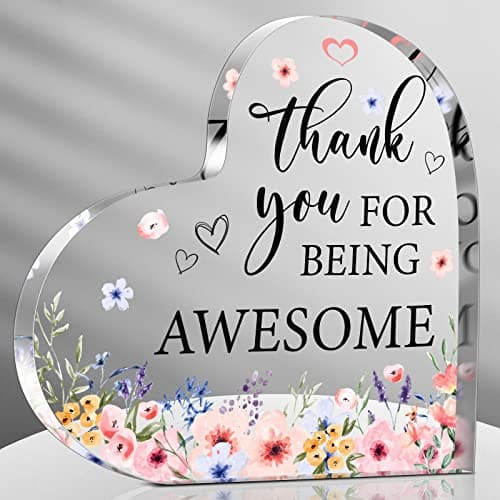 Yinder Thank You Gifts for Women Graduation Desk Decor Gifts for Teacher Coworker Doctor Nurse Leaving Job Inspirational Quotes Farewell Gift for Boss Staff Home Office Desk DecorBlossom Heart