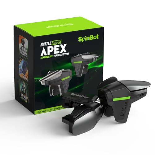 SpinBot BattleMods Apex | Mobile Gaming Triggers | Zero Lag Response | 5X Faster with Capacitive Conduction | for BGMI/Free Fire Max/COD Mobile - (Black & Grey)