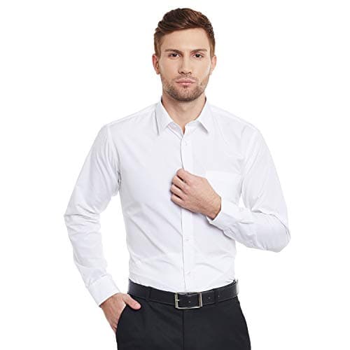 English Navy Men's Slim Fit Formal Shirt (12001//White40)