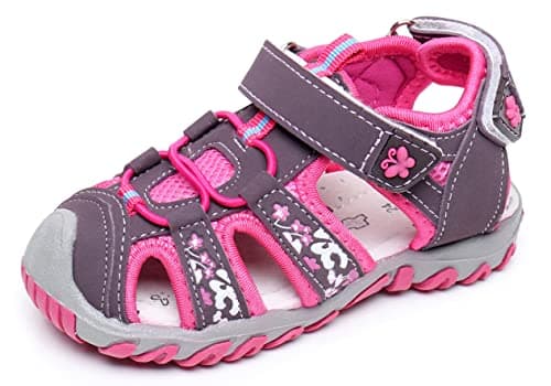 Apakowa Kids Girls Sandals Soft Sole Closed Toe Sandals Summer Shoes with Arch Support (Toddler/Little Kid) (Color : Y607PURPLE, Size : 12 M US Little Kid)