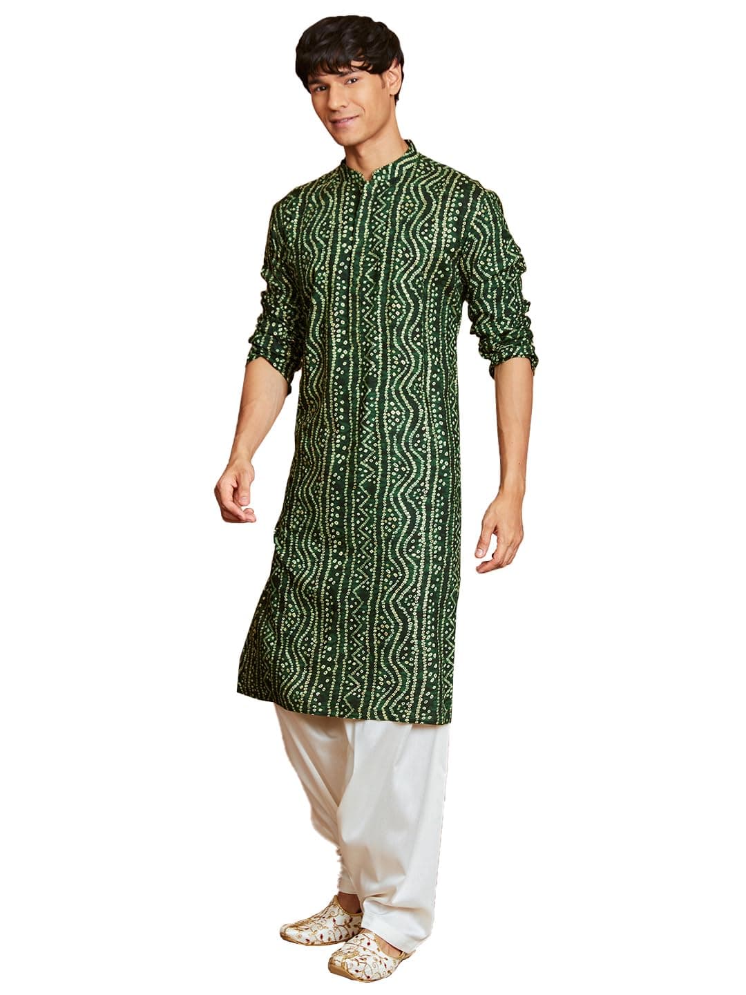 VASTRAMAY Men's Summer Cotton Bandhani Printed Kurta & Patiala Set – Ethnic Wear for Festive & Cultural Events