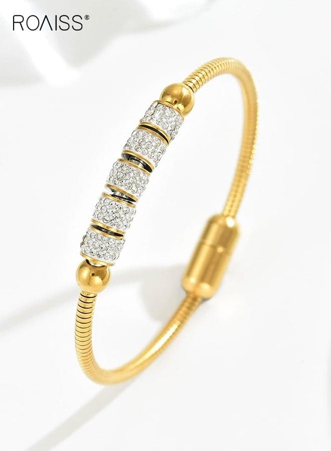 Women's Bracelet Geometrically Set with Diamond Design Magnetic Clasp Versatile Wrist Accessory