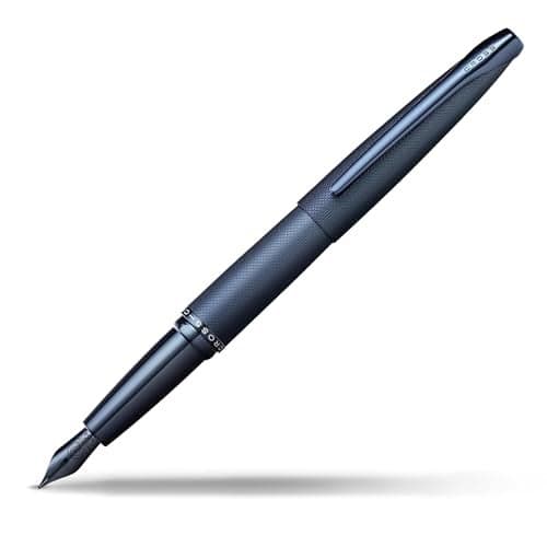 Cross ATX Executive Sandblasted Dark Blue PVD Fountain Pen – Fine Nib, Smooth Writing, Premium Gift Box Included