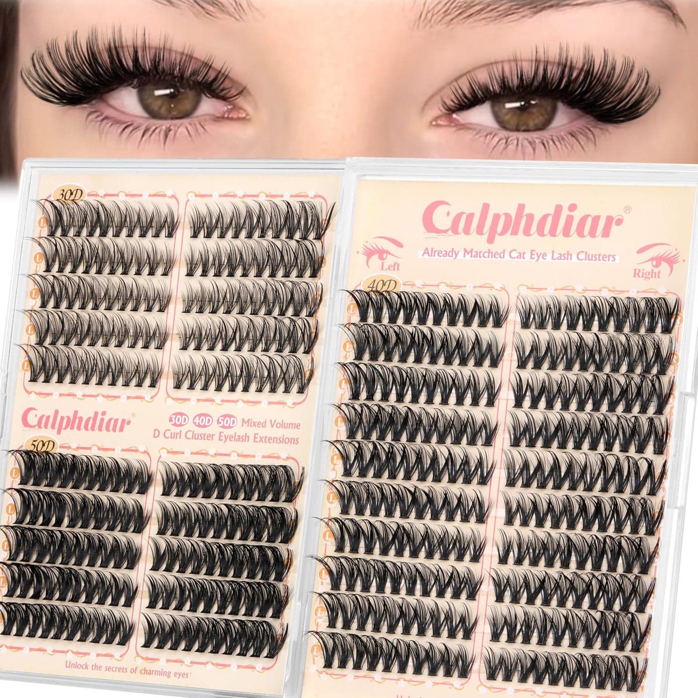 Cat Eye Lash Clusters Wispy Eyelash Clusters 30D40D50D Individual Lashes 400pcs Light Right Cluster Eyelash Extensions Dcurly Lash Extension 818mm Natural Lashes Clusters for Beginners