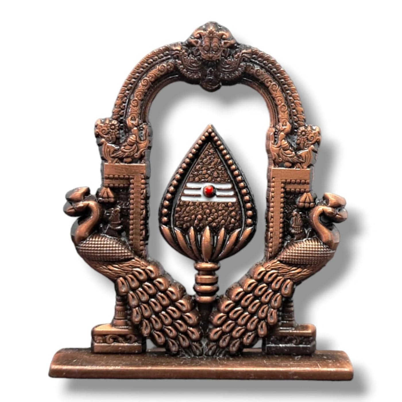 Divine Murugan OM Vel with Peacock for Car Dashboard Decorative Copper Plated Murugan Vel Mayil Idol
