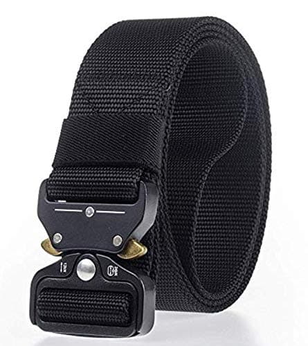 Contacts Synthetic Quick Release Buckle Nylon Belt for Men | Men's Nylon Belt (Free Size, Black)