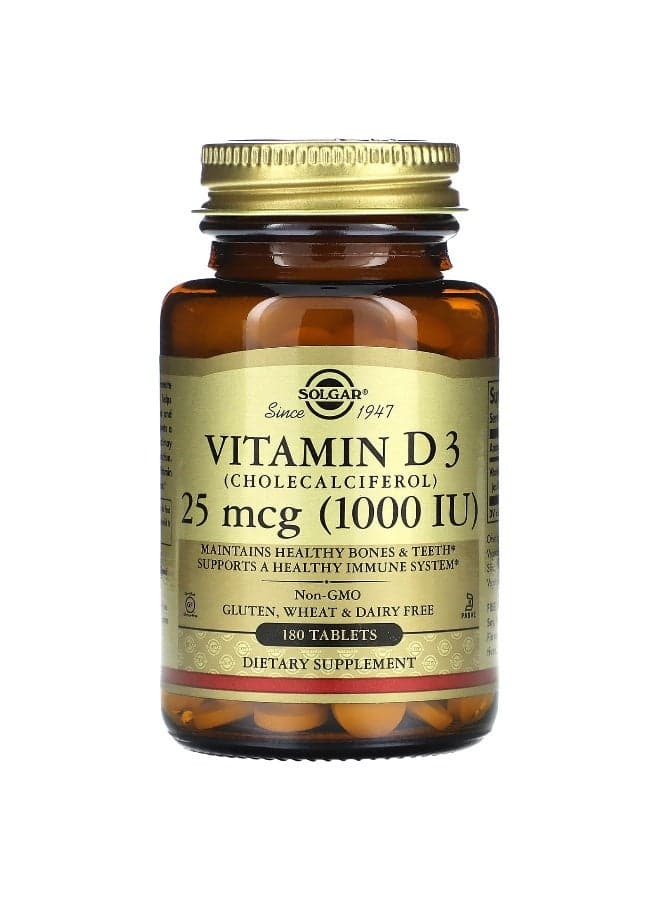 Vitamin D3, 25 mcg (1,000 IU), 180 Tablets