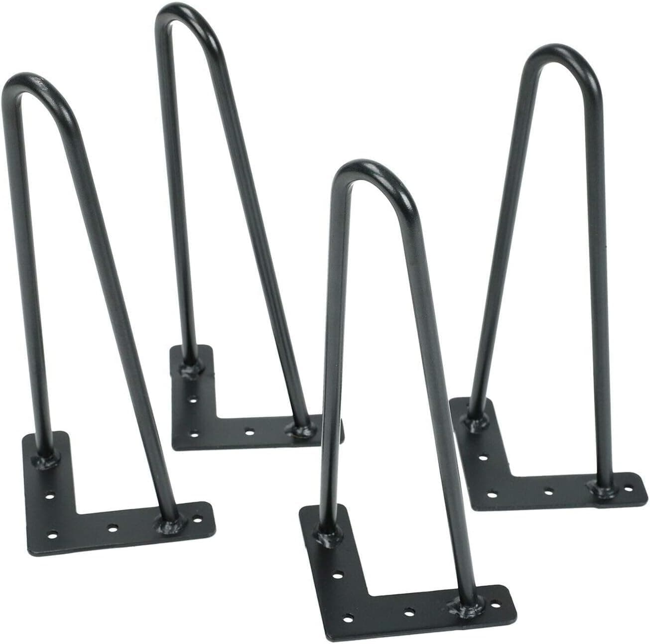 HIRVALL Hairpin Metal Table Legs 12 Inch Legs for Furniture Coffee Bench Dining End Industrial Table Desk Set of 4 with Black Screws Adjustable Cushion Floor Protectors 12 inch