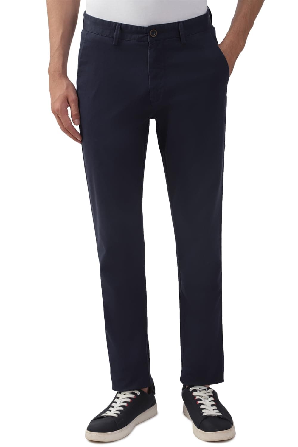 Peter England Men's Slim Mid Rise Pants (PCTFSSSB088334_Size(86) Navy