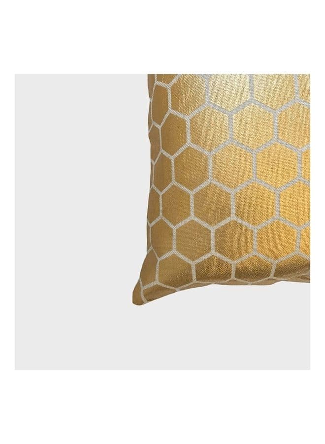 Bees Hive Designed Cushion Cover Gold/Beige