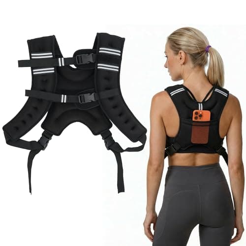 MIKOLO Weighted Vest Women, 8lb/12lb/16lb Weight Vest with Storage Pocket, Reflective Stripe for Walking, Running, Strength Training, Weight Loss and Workout (16lb)