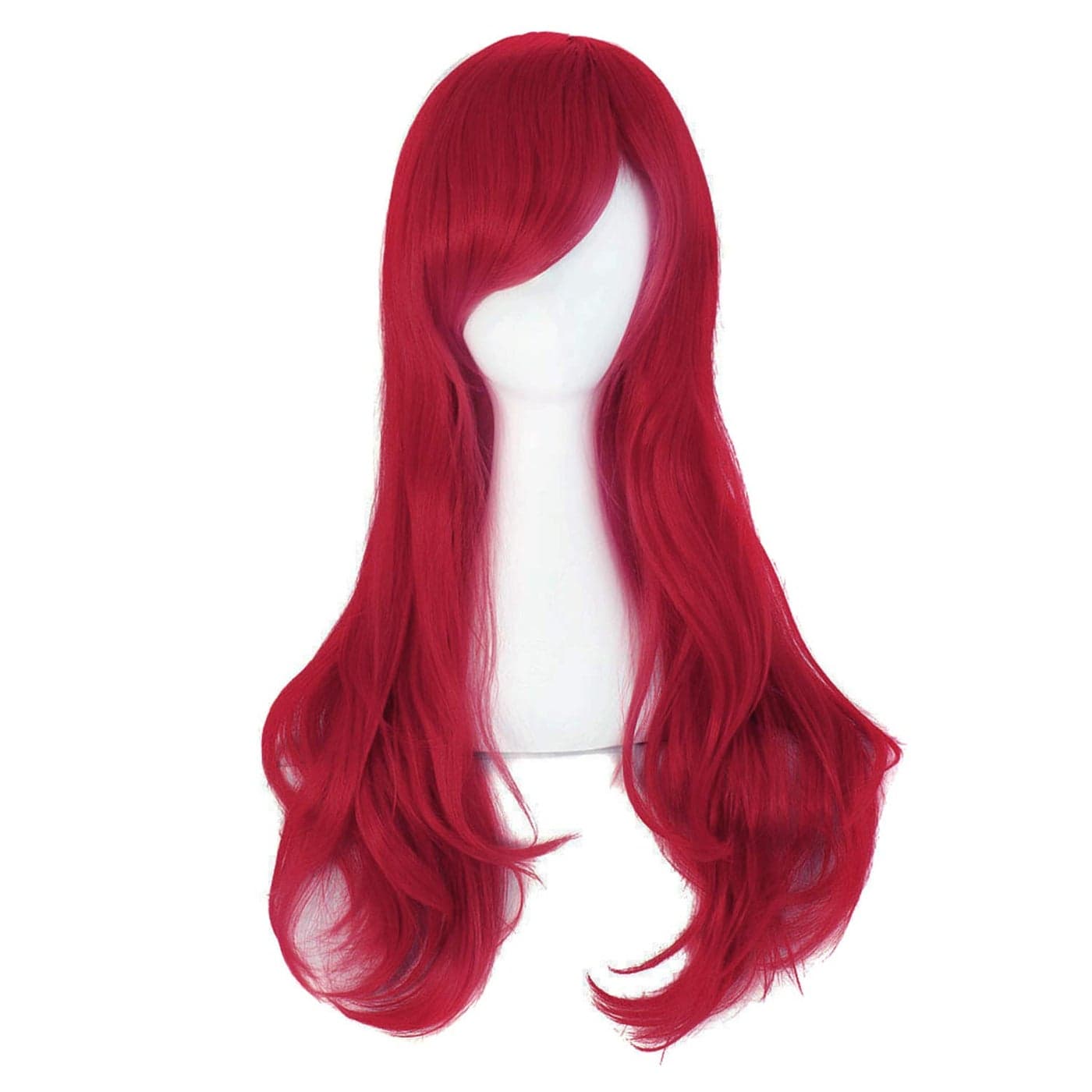 MapofBeauty 28 Inch 70 cm Long Curly Hair Ends Costume Cosplay Wig Dark Red