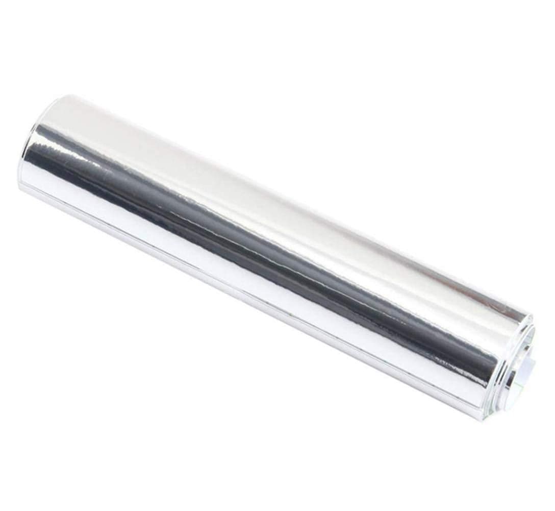 UPREDO Adhesive Craft Vinyl Reflective Silver Chrome Gloss Wrap Bumper Stickers Decal Film Sheet 15in by 79in