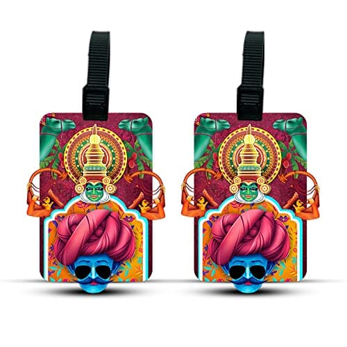 Ultra 3D Luggage Tag (Set of 2) Bag tag Travel Id Label Tags for Suitcase & School Bags Theme of Traditional Incredible India Culture Souvenir Gift