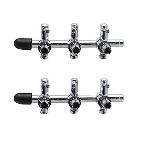 TAODAN 2PCS 3-Way Aquarium Metal Gang Manifold Air Line Control Valve Air Tap Air Splitter Stainless Steel Air Flow Splitter Pump Lever Valve