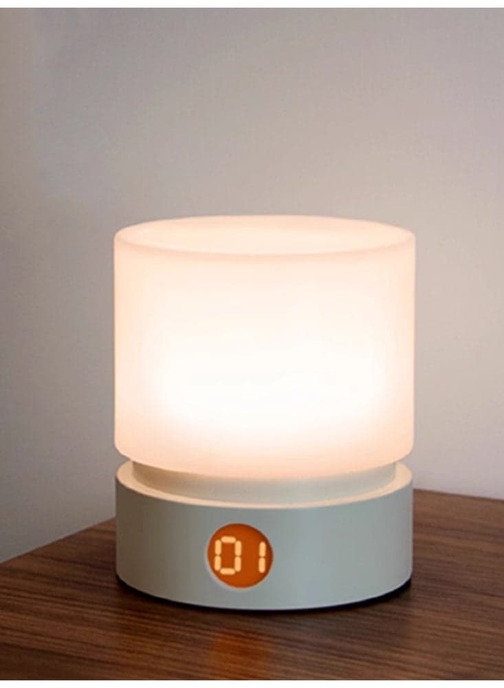 Cylindrical Night Light, Bedroom Bedside Infinite Dimming, Timed Off Sleep, High-end Charging Desk Lamp Milky White