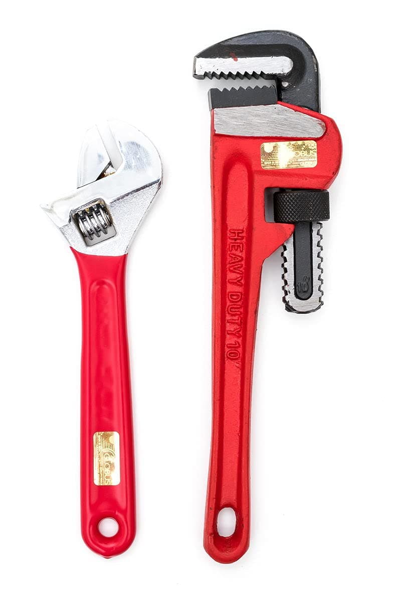 GLOBUS 1454 HAND TOOL SET2 PCS ADJUSTABLE WRENCH 10 250 MM AND HEAVY DUTY PIPE WRENCH 10 250 MM