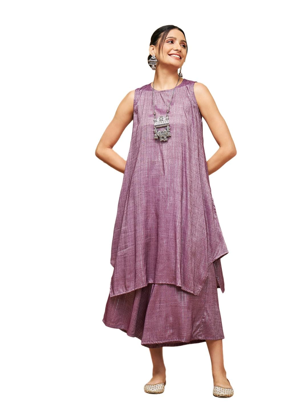 InWeave MAVUE Lurex Short Kurta Mauve