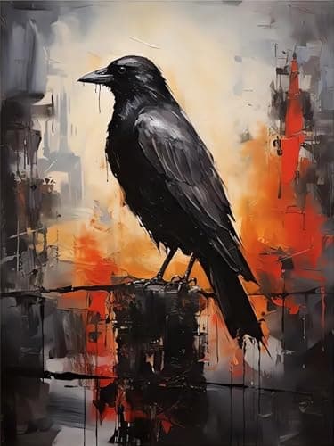 Diamond Art Kits for Adults Crow Diamond Painting Kits Animal Dimond Art Paintings Kit Diamond Dot Gem Painting Kit Crafts for AdultsPaint by Diamonds Crystal Art Home Wall Decor Gifts 12x16inch