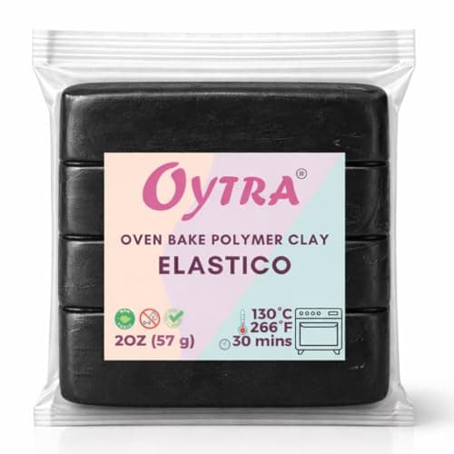 Oytra 57g Polymer Oven Bake Clay for Jewelry Making Elastico Series (Black)