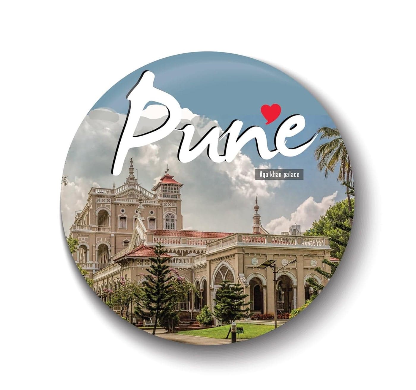 PEACOCKRIDE Love Pune I Aga Khan Palace I Souvenir I Travel Memories I Fridge Magnet Multicolor 75mm