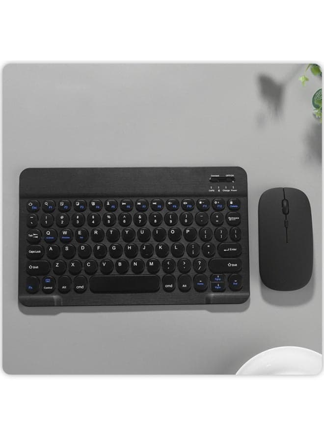 Wireless Bluetooth Keyboard Macaron Portable Laptop Phone 10 Inch Round Cap Bluetooth Keyboard Wireless Charging Color-Color:Black