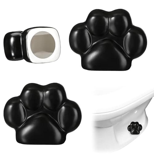 Honeydak 2 Pack Toilet Bolt Caps Decorative Paw Print Toilet Bolt Screw Covers Cute Ceramic Bathroom Decor Fun Themed Gadgets Bathroom Replacement Parts