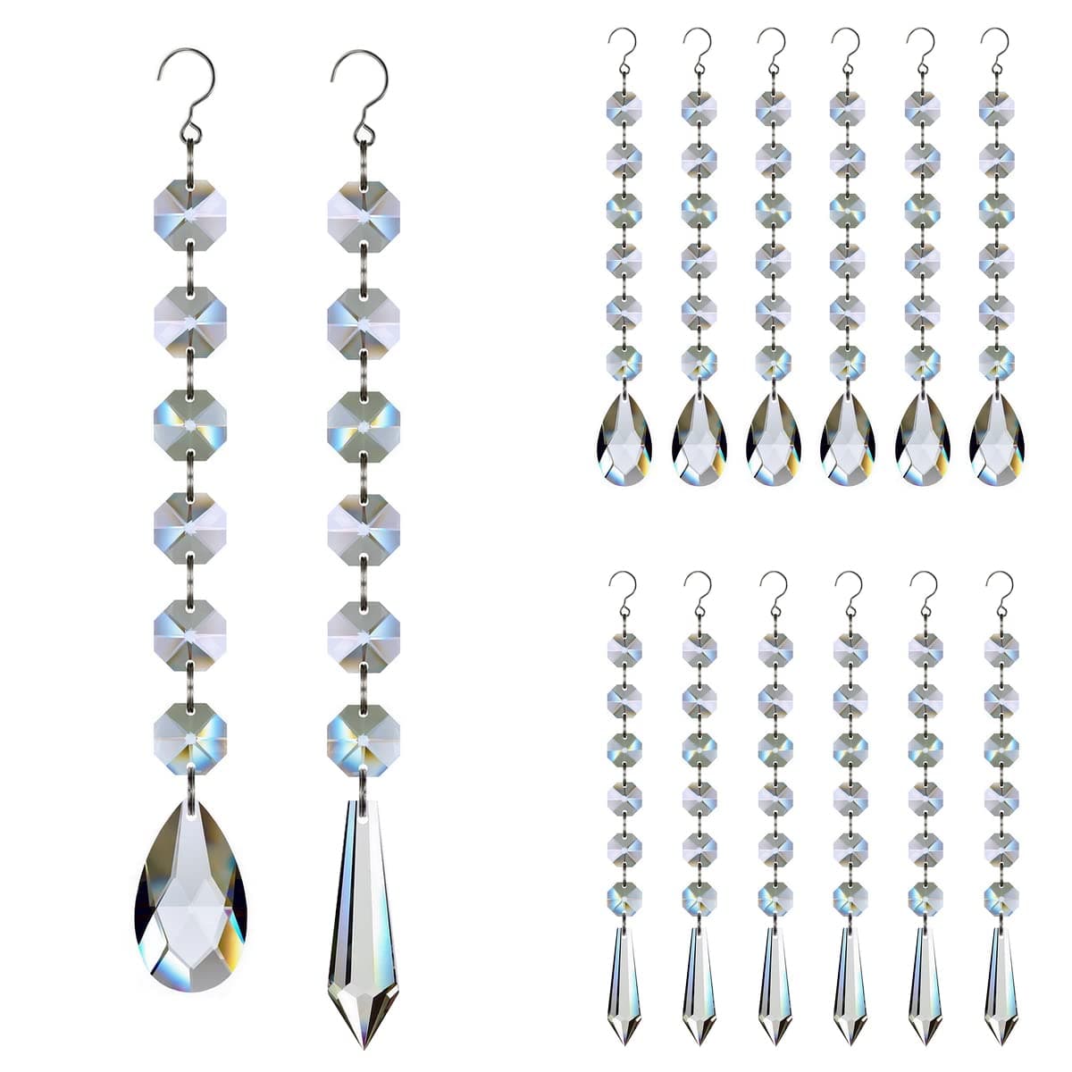 Teardrop Crystals Garland 12 Strands 38mm55mm Hanging Chandelier Crystals Beads Chain for Decoration Clear GOLDENHAITAI
