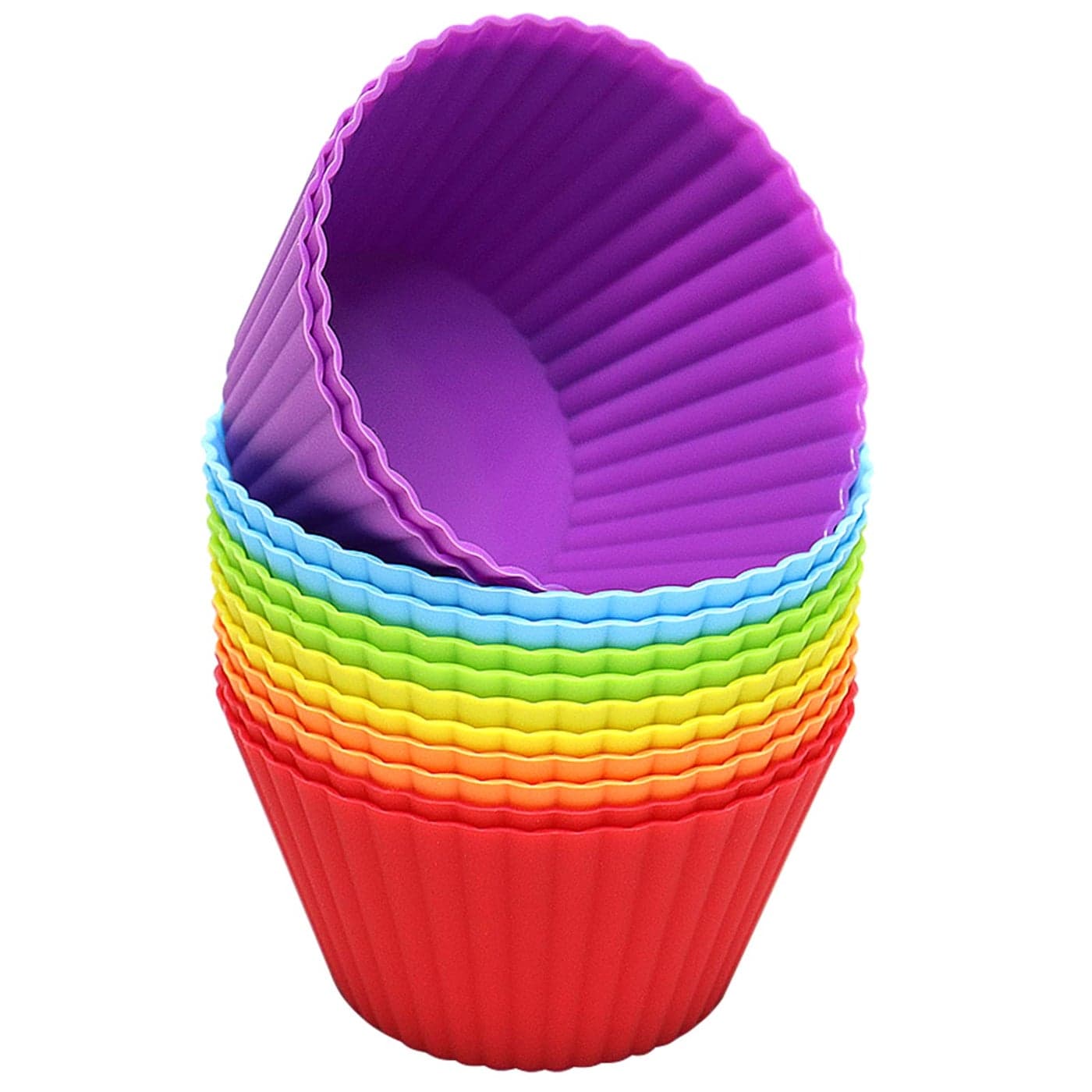 Pharamat Extra Large Silicone Cupcake Muffin Cups 12 Pack 354 Inch Cupcake and Muffin Liners Reusable Jumbo Silicone Baking Cups Easy to Clean Great for Cupcake MousseMulticolor
