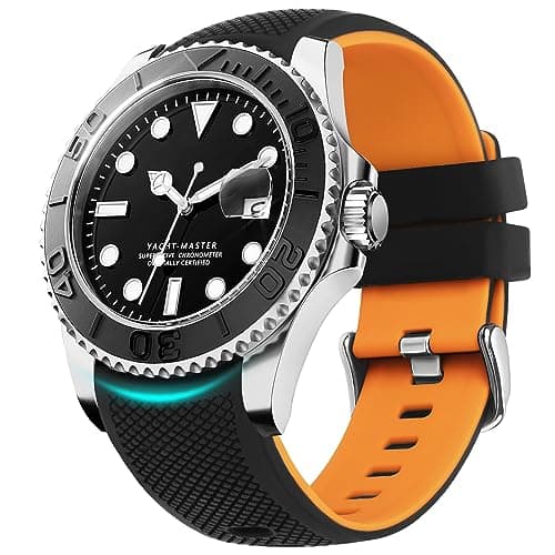 Fullmosa 22mm 20mm 24mm Silicone Watch Bands Curved Watch Strap Compatible with Samsung Galaxy Watch 7 6 5 4 3, Garmin Fossil Amazfit for Men Women(22mm,Black+Orange)