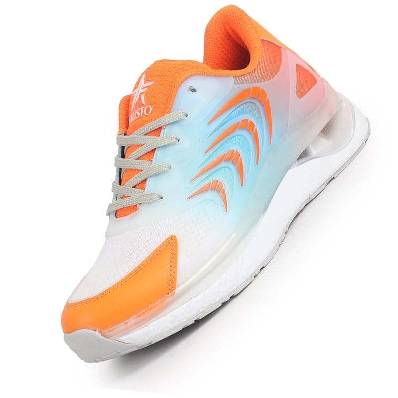 FAUSTO FST FJAMC-17006 ORANGE-42 Men Black Colorblocked Lace Up Sneakers| Sports Running Shoes|Anti-Skid Phylon Sole|Lace-Up Athleisure Shoes|Walking Shoes (8 UK)