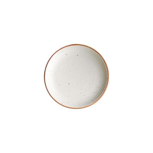 Claymistry Ceramic Dinner & Snacks Ivory with Brown Borders & Ridges Quarter Serving Plate | 18cm * 18cm * 2cm | Matte | Dishwasher, Oven & Microwave Safe | Dinnerware Plate Thali | Premium Crockery