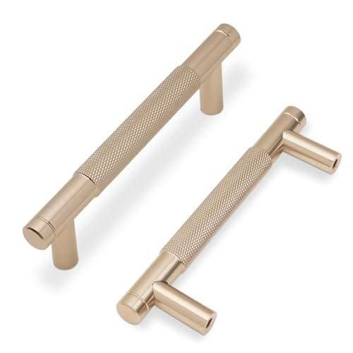 COTYKILEY 10 Pack 375 Inch96mm Champagne Bronze Knurled Cabinet Handles Gold Knurled Kitchen Cabinet Pulls Cabinet Door Handles Kitchen Cabinet Hardware Cupboard Drawer Pulls