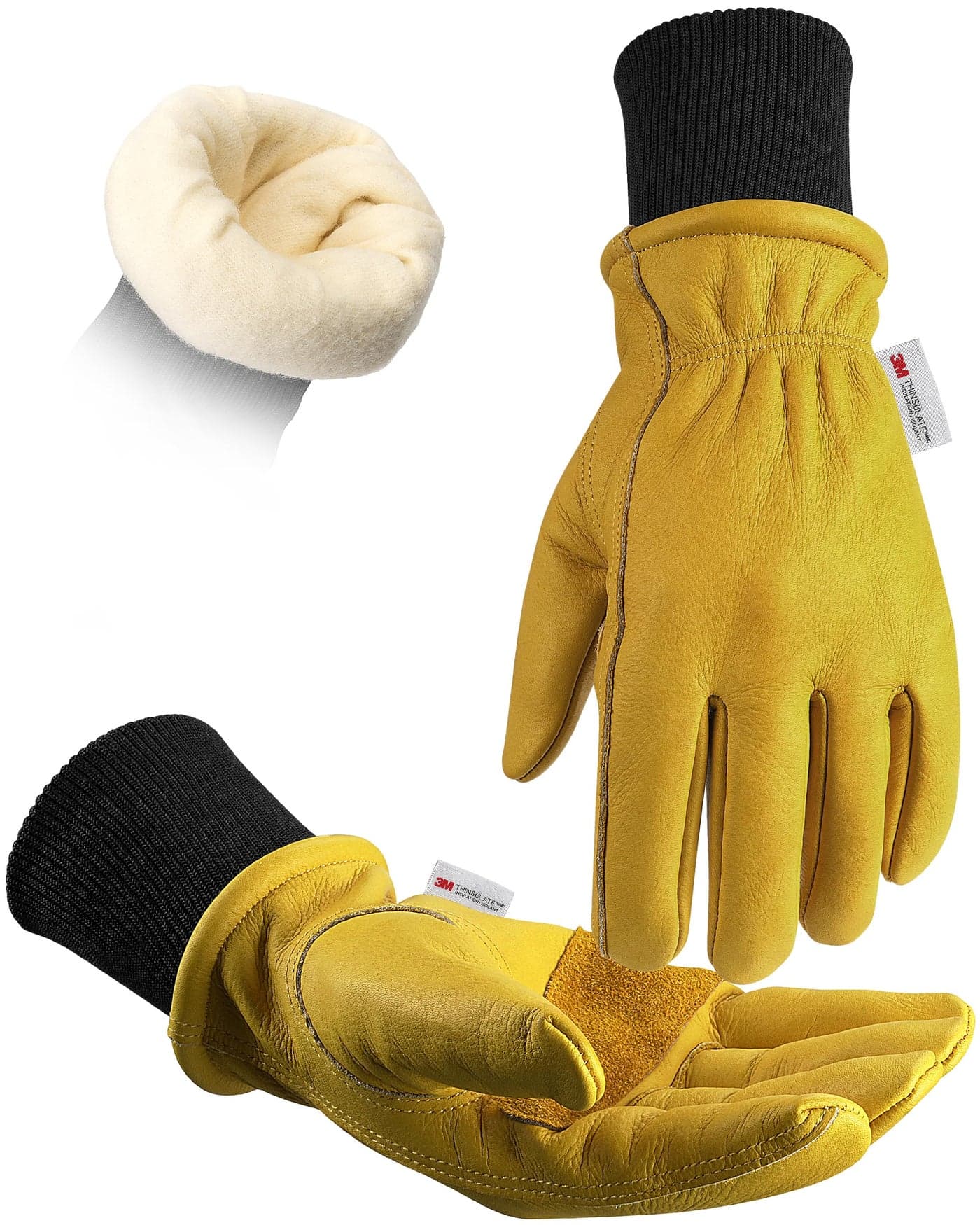 DULFINE Waterproof Winter Work Gloves for Men and Women,3M Thinsulate Lining for Cold Weather,Cow Leather Thermal Insulated