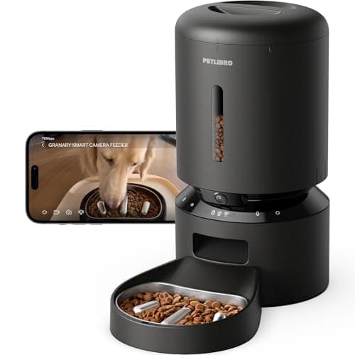 PETLIBRO Automatic Dog Feeder with Camera Auto Cat Food Dispenser Slow Feeders Dogs Bowl 1080P HD Video with Night Vision 5G WiFi with 2Way Audio Stainless Steel Slow Food Tray for Small Dogs