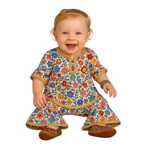 A.T.U.N. (ALL THINGS UBER NICE) Baby Girls Cotton Floral Printed Kurti and Sharara Set | Soft & Breathable Traditional Stylish Clothing Set for Kids