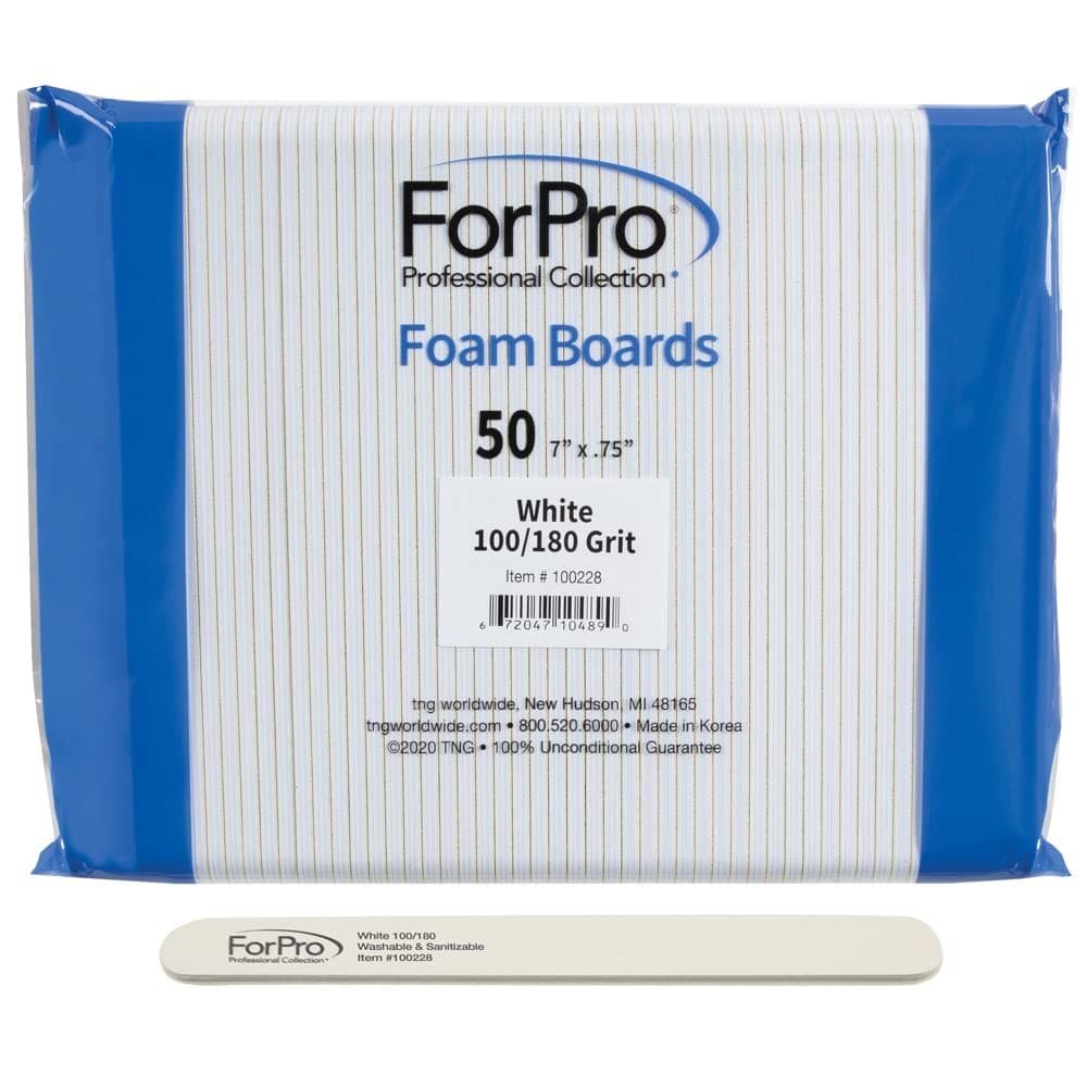 ForPro Professional Collection Nail Foam Boards White 100180 Grit DoubleSided Manicure and Pedicure Nail Files 7 L x 75 W 50Count