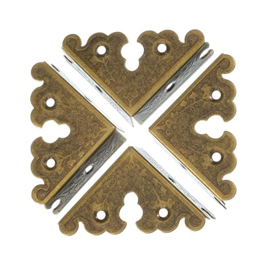 12 Pcs Decorative Corner Protectors Antique Bronze Edge Safety Guards Covers Decorative Metal Corner Guard with Screws for Storage Box Furniture Tables Cabinets Jewelry Box Picture Frame