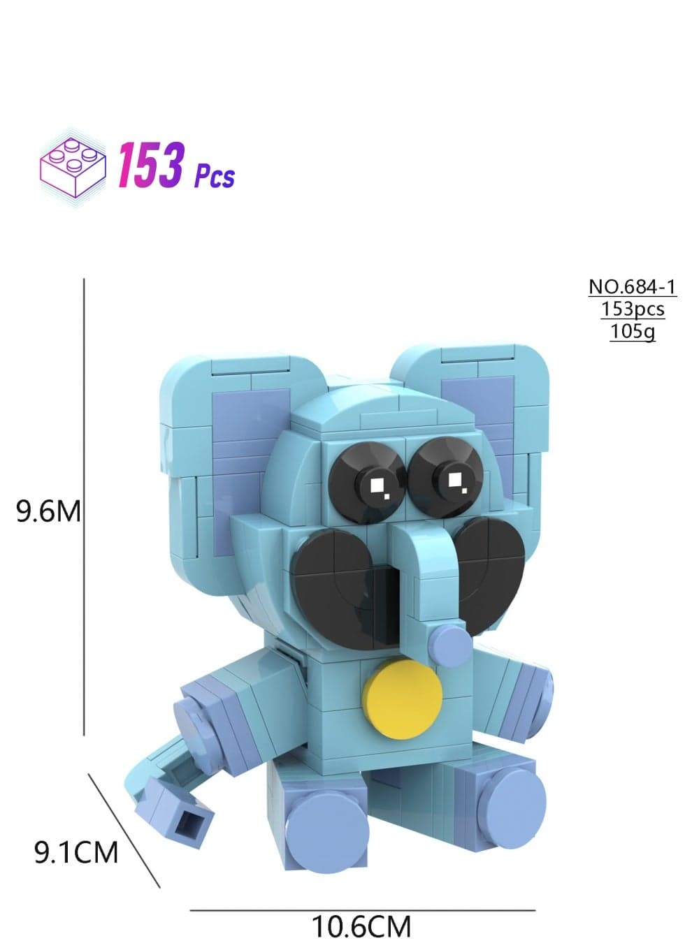 153 Piece poppy playtime 3 smiling critters Model Building Block Set