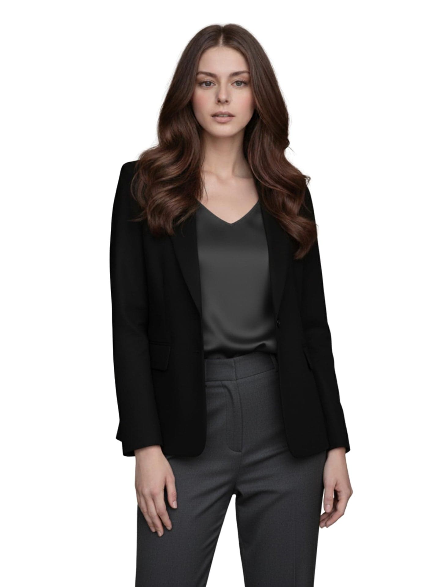 ROCKSY Black Smart Casual Formal Blazer for Women, Regular Fit Stylish Blazer for Women (in, Alpha, 2XL, Regular, Black)