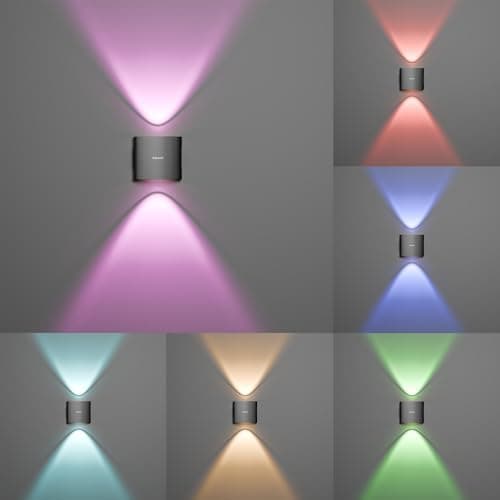 Murphy 2W LED Outdoor Wall Light | 2-Way Curved Beam| with–2-Year Warranty | 7+ Auto-Changing Colours IP66 Waterproof Aluminium Body, Pack of 6