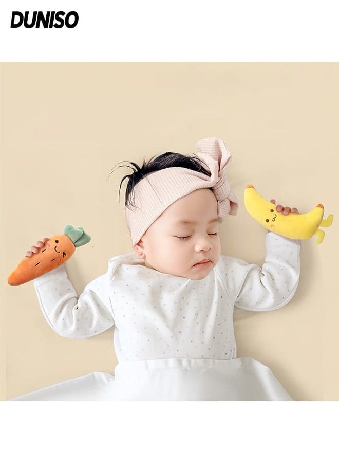 2 Pcs Baby Sleeping Doll,Baby Anti-Jumping Hand-held Doll,Baby Hand-held Sleeping Toy,Healthy and Comfortable,Not Easy to Fall Off,Suitable for Soothing Babies to Sleep,15cm,Carrot + Banana