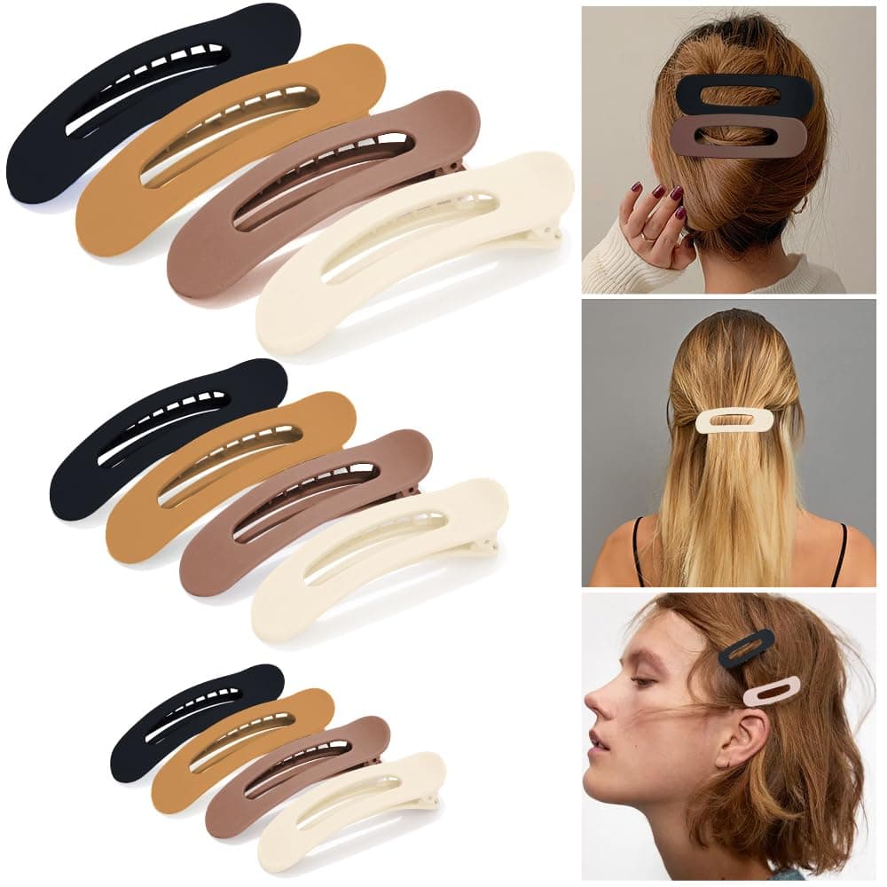 Large Duck Billed Banana Clips Ahoney 12 Pack Alligator Hair Clips for Thin Thick Hair 3 Sizes Lay Flat Styling Accessories for Women Neutral
